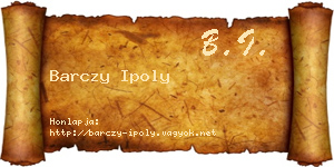 Barczy Ipoly névjegykártya